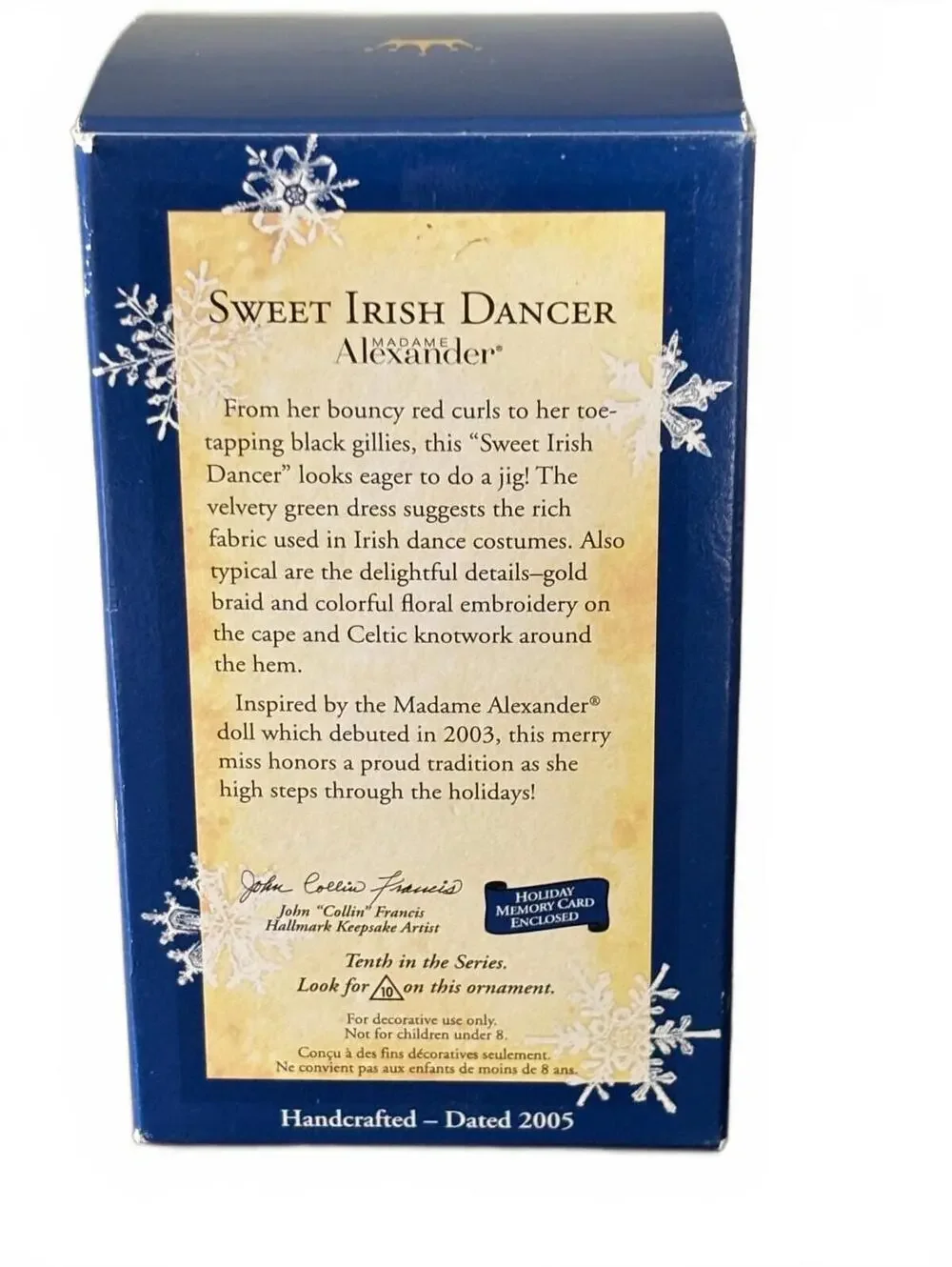 2005 Hallmark Madame Alexander Sweet Irish Dancer Ornament #10 QX2055 Box